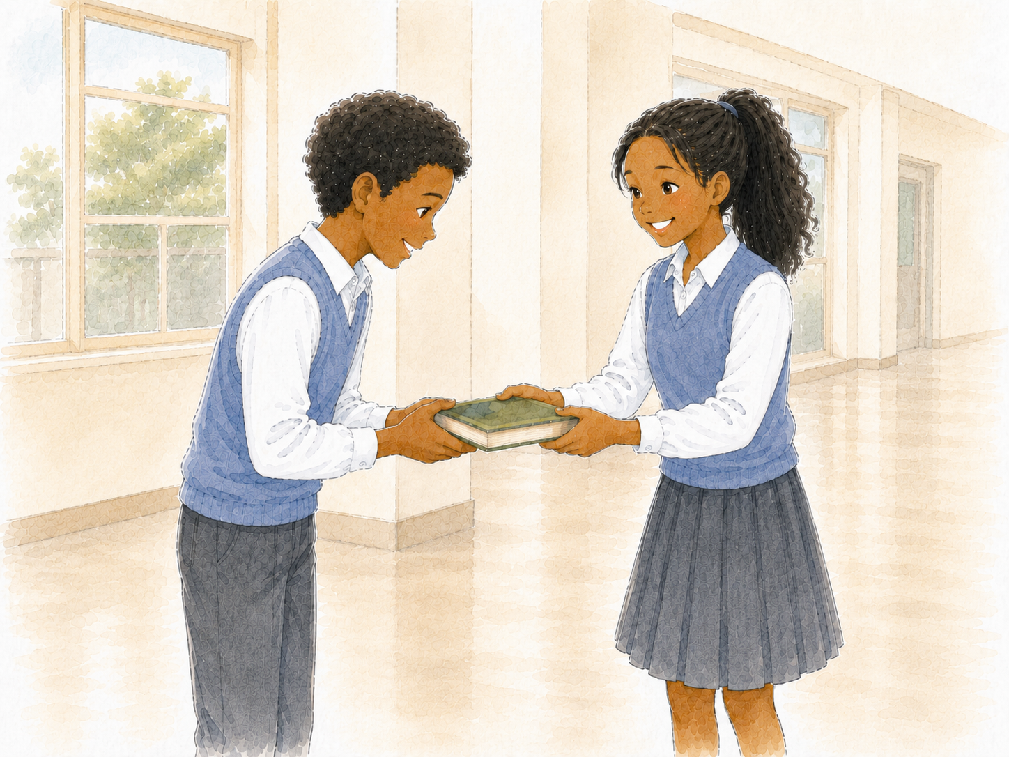 Des élèves se remercient et s’excusent à l’école.