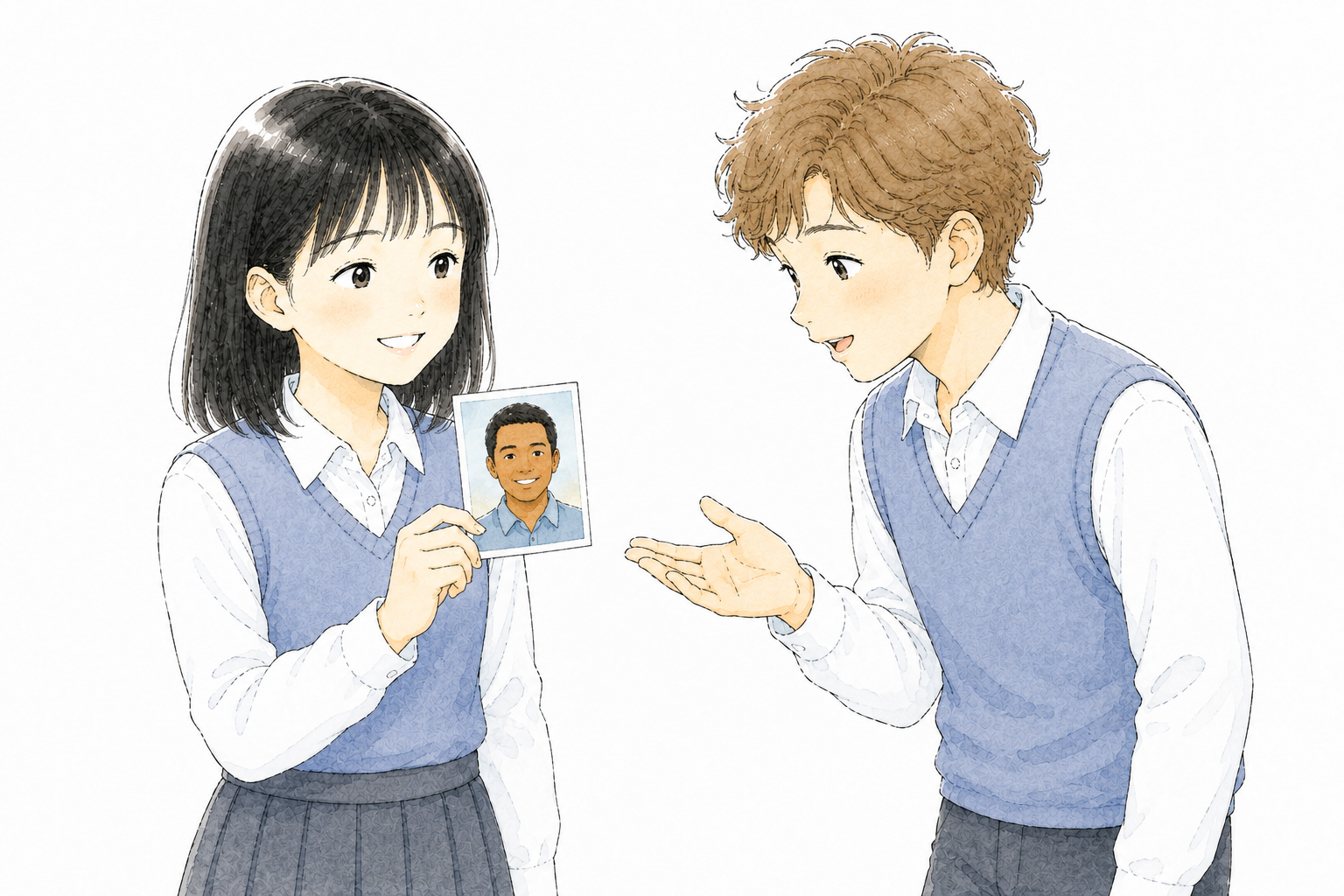 Les élèves se posent des questions sur la personne de la photo.